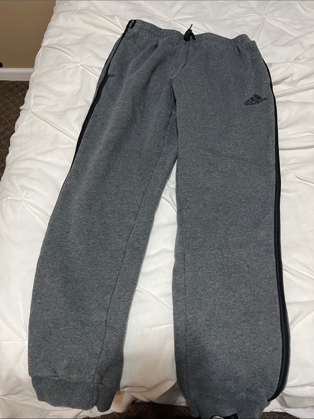 adidas Kids Dark Gray Jogger Sweatpants with Black Side Stripes kids 13-15yrs